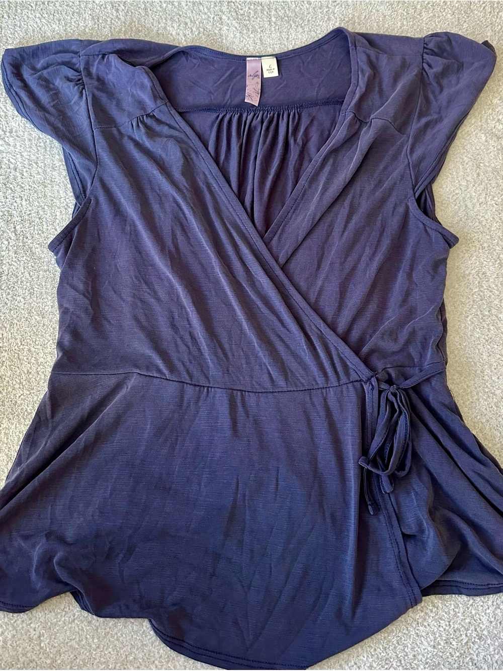 Cobalt Blue Faux Wrap-Style Women's Top
